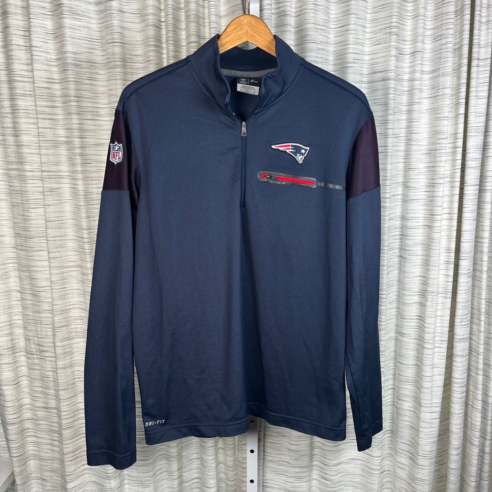 Nike NFL New England Patriots Dri-FIT 1/4 Zip Pullover Mens Med On Field Apparel